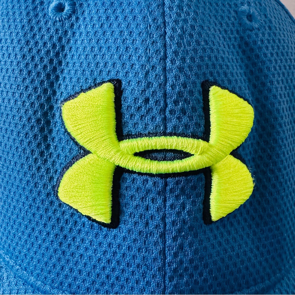 Under Armour Blitzing Hat Golf Baseball Athletic -Bright Blue/Neon Yellow - L/XL - Picture 4 of 9